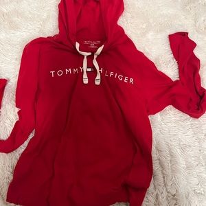 Tommy Hilfiger red light weight hoodie with drawstrings